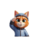 【敬礼猫】（個別スタンプ：5）