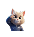 【敬礼猫】（個別スタンプ：6）