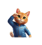 【敬礼猫】（個別スタンプ：7）