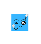 小さな青い男の面白い表情 V.01（個別スタンプ：30）