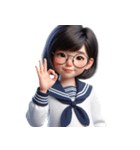 メガネをかけたかわいい女の子 （NT） v.1（個別スタンプ：3）