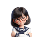 メガネをかけたかわいい女の子 （NT） v.1（個別スタンプ：30）