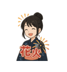 可愛い浴衣女子ずっと使える夏スタンプ（個別スタンプ：3）