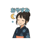 可愛い浴衣女子ずっと使える夏スタンプ（個別スタンプ：18）
