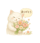 水彩ねこ＊季節の花スタンプ（個別スタンプ：2）