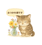 水彩ねこ＊季節の花スタンプ（個別スタンプ：3）