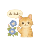 水彩ねこ＊季節の花スタンプ（個別スタンプ：5）