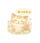 水彩ねこ＊季節の花スタンプ（個別スタンプ：9）