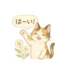水彩ねこ＊季節の花スタンプ（個別スタンプ：10）