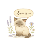 水彩ねこ＊季節の花スタンプ（個別スタンプ：12）