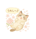 水彩ねこ＊季節の花スタンプ（個別スタンプ：14）