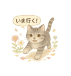 水彩ねこ＊季節の花スタンプ（個別スタンプ：19）