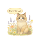 水彩ねこ＊季節の花スタンプ（個別スタンプ：22）