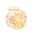 水彩ねこ＊季節の花スタンプ（個別スタンプ：25）