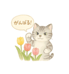 水彩ねこ＊季節の花スタンプ（個別スタンプ：26）