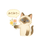 水彩ねこ＊季節の花スタンプ（個別スタンプ：28）