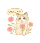 水彩ねこ＊季節の花スタンプ（個別スタンプ：30）