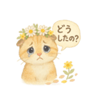 水彩ねこ＊季節の花スタンプ（個別スタンプ：34）
