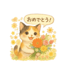 水彩ねこ＊季節の花スタンプ（個別スタンプ：35）