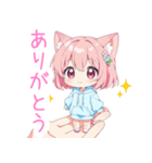 ミニ猫耳パーカーの女の子スタンプ（個別スタンプ：5）