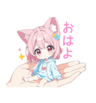 ミニ猫耳パーカーの女の子スタンプ（個別スタンプ：11）