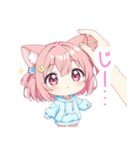 ミニ猫耳パーカーの女の子スタンプ（個別スタンプ：18）