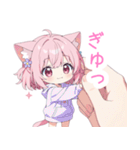 ミニ猫耳パーカーの女の子スタンプ（個別スタンプ：24）