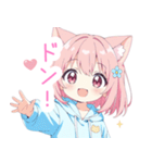 ミニ猫耳パーカーの女の子スタンプ（個別スタンプ：28）