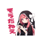 普段使いできる黒メルヘン系女の子たち19（個別スタンプ：9）