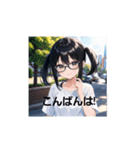 アニメ風の眼鏡女子！（個別スタンプ：3）
