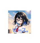 アニメ風の眼鏡女子！（個別スタンプ：16）