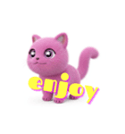 もふもふ猫ピンク（個別スタンプ：2）