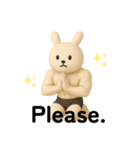 マッスル白うさぎ3D英語挨拶（個別スタンプ：3）