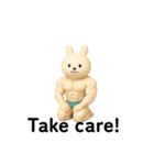 マッスル白うさぎ3D英語挨拶（個別スタンプ：4）