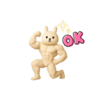 マッスル白うさぎ3D英語挨拶（個別スタンプ：10）