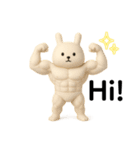 マッスル白うさぎ3D英語挨拶（個別スタンプ：15）