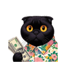 花柄シャツを着た黒猫 （NT） v.1（個別スタンプ：7）