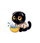 花柄シャツを着た黒猫 （NT） v.1（個別スタンプ：8）
