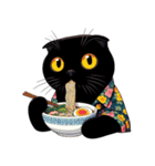 花柄シャツを着た黒猫 （NT） v.1（個別スタンプ：10）