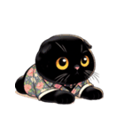 花柄シャツを着た黒猫 （NT） v.1（個別スタンプ：11）