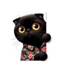 花柄シャツを着た黒猫 （NT） v.1（個別スタンプ：14）