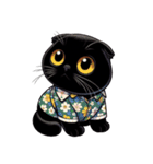花柄シャツを着た黒猫 （NT） v.1（個別スタンプ：17）