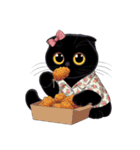 花柄シャツを着た黒猫 （NT） v.1（個別スタンプ：18）
