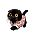 花柄シャツを着た黒猫 （NT） v.1（個別スタンプ：19）