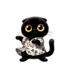 花柄シャツを着た黒猫 （NT） v.1（個別スタンプ：20）