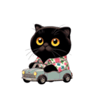 花柄シャツを着た黒猫 （NT） v.1（個別スタンプ：22）