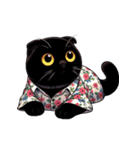 花柄シャツを着た黒猫 （NT） v.1（個別スタンプ：27）