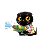 花柄シャツを着た黒猫 （NT） v.1（個別スタンプ：28）