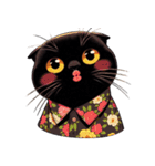 花柄シャツを着た黒猫 （NT） v.1（個別スタンプ：29）