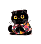 花柄シャツを着た黒猫 （NT） v.1（個別スタンプ：31）